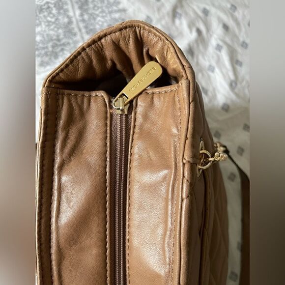 Michael Kors Taupe Gold Chair Soft Shoulder Leather Bag - Picture 5 of 11